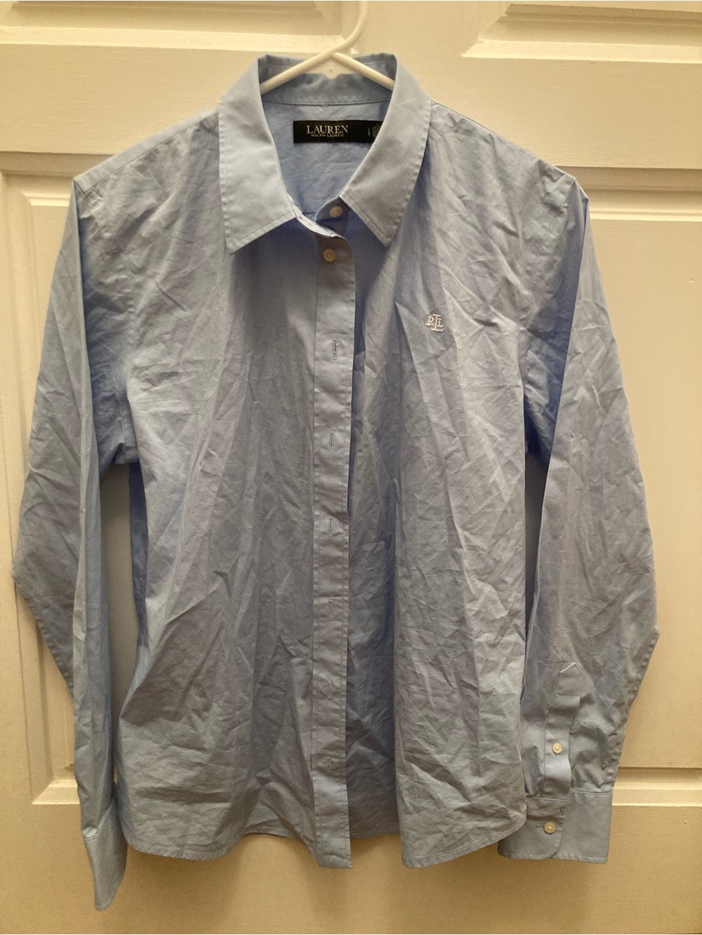 Lauren Ralph Lauren Pale Blue Collared Button-Down Shirt